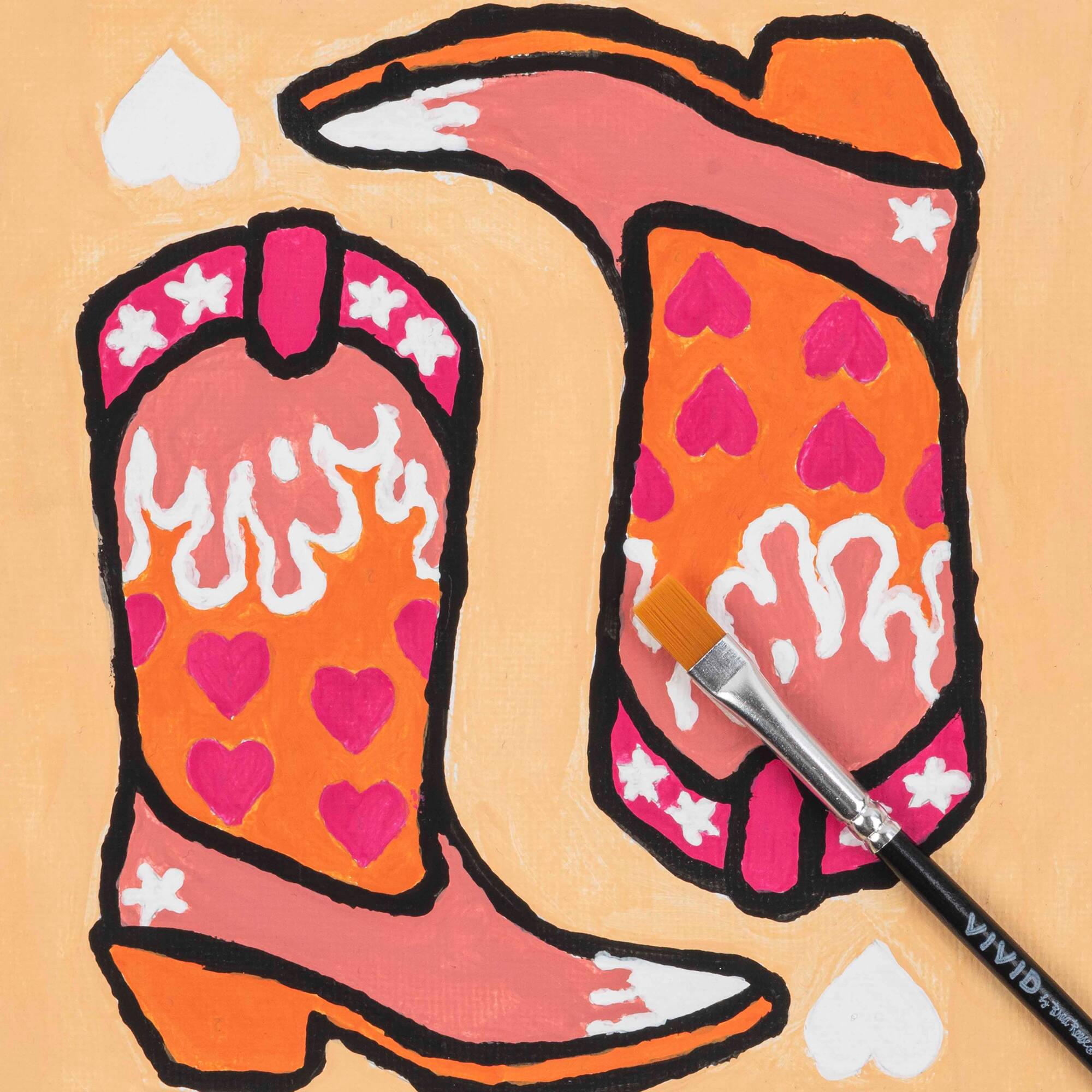 VIVID by Brea Reese® Cowboy Boots Acrylic Paint-by-Number Kit